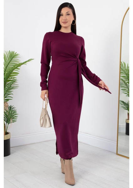 Yandan Bağlamalı Yırtmaçlı Model Elbise DKS1136 modelleri