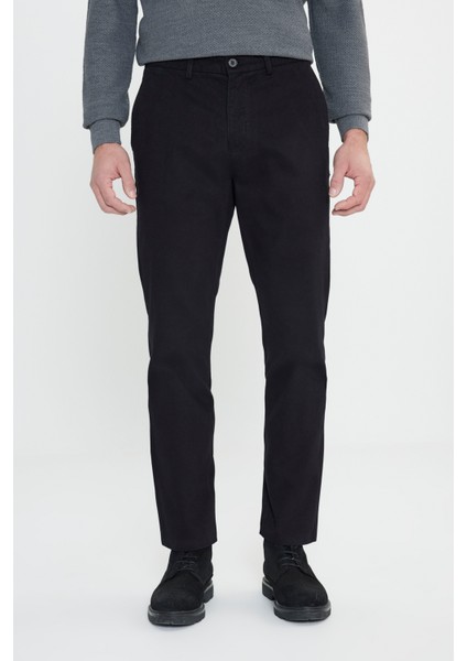 %100 Pamuk Comfort Fit Rahat Kesim Yan Cepli Pantolon