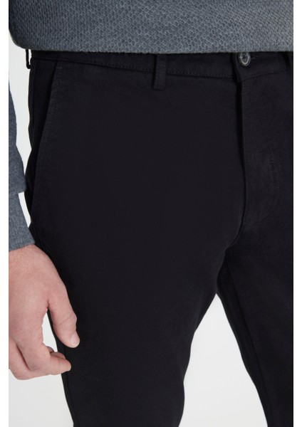%100 Pamuk Comfort Fit Rahat Kesim Yan Cepli Pantolon
