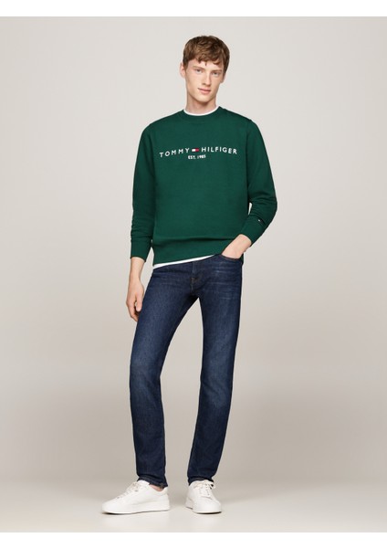 Erkek Göğüste Marka Logolu ve Marka Imzalı Bisiklet Yakalı Organik Pamuklu Kollarda Marka Bayrak Detaylı Yeşil Sweatshirt MW0MW11596-L6K modelleri