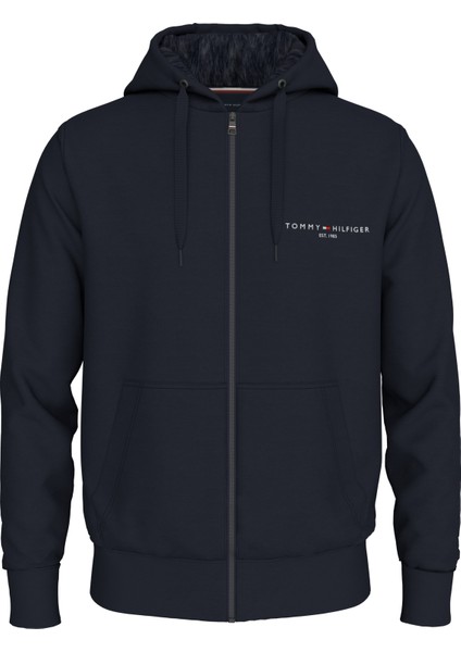 Erkek Marka Logolu Full Fermuarlı Kapüşonlu Günlük Kullanıma Uygun Lacivert Sweatshirt MW0MW37245-DW5