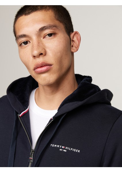 Erkek Marka Logolu Full Fermuarlı Kapüşonlu Günlük Kullanıma Uygun Lacivert Sweatshirt MW0MW37245-DW5