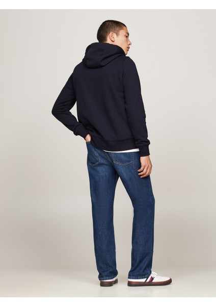 Erkek Marka Logolu Full Fermuarlı Kapüşonlu Günlük Kullanıma Uygun Lacivert Sweatshirt MW0MW37245-DW5