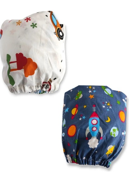 Pamuklu Bebek ve Çocuk Lastikli Çarşaf Araba Trafik ve Mavi Galaksi 90X140 (2 Adet)