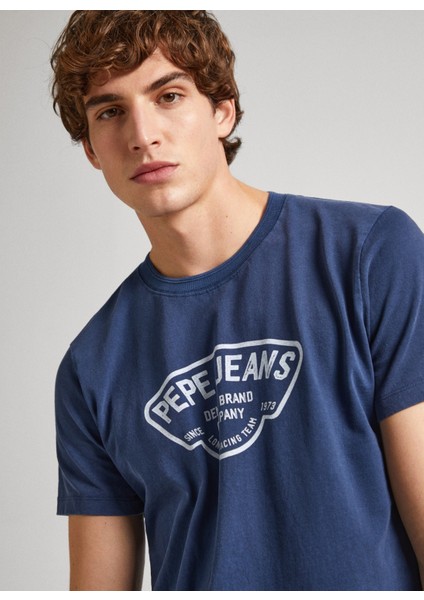 Bisiklet Yaka Baskılı Lacivert Erkek T-Shirt PM509381 594 Cherry modelleri