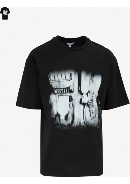 Bisiklet Yaka Baskılı Siyah Erkek T-Shirt M4WM-TST-1569