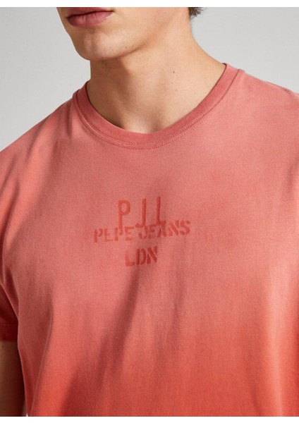 Bisiklet Yaka Degrade Kiremit Erkek T-Shirt PM509212 165 Crew modelleri