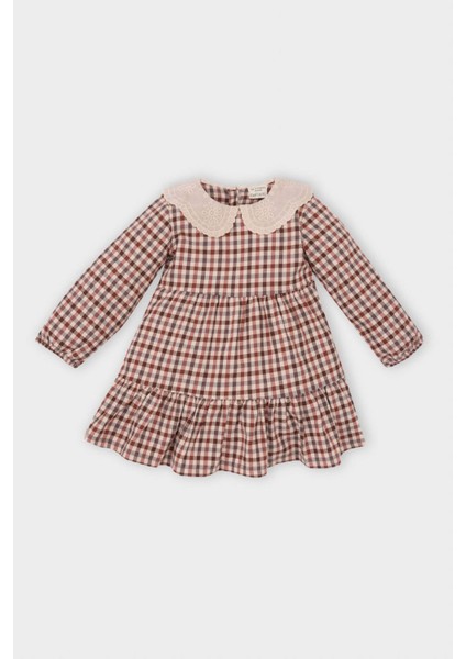 Kız Bebek Kareli Uzun Kollu Flanel Elbise D5594A524WN
