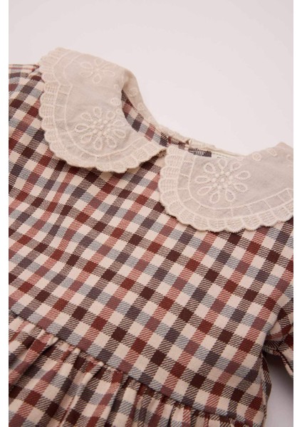 Kız Bebek Kareli Uzun Kollu Flanel Elbise D5594A524WN