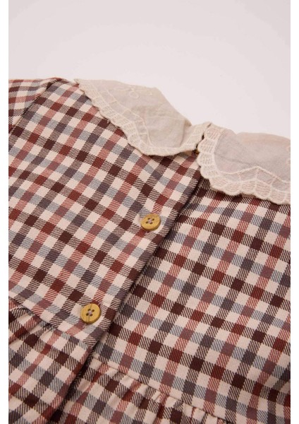 Kız Bebek Kareli Uzun Kollu Flanel Elbise D5594A524WN