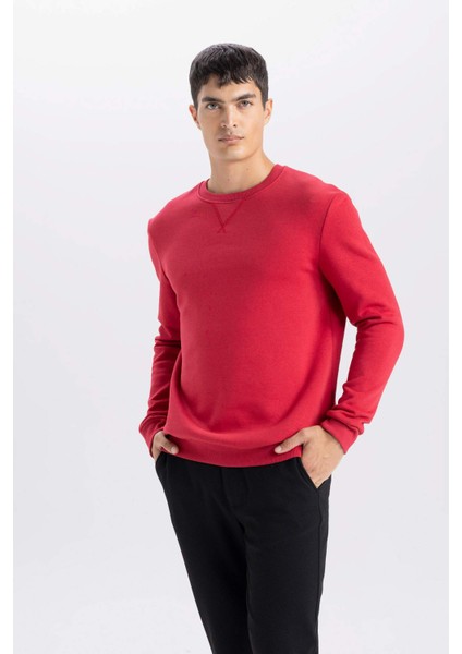 Regular Fit Bisiklet Yaka Kalın Basic Düz Sweatshirt T3777AZ24AU