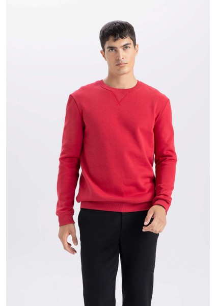 Regular Fit Bisiklet Yaka Kalın Basic Düz Sweatshirt T3777AZ24AU