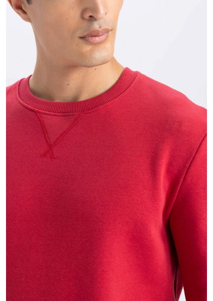 Regular Fit Bisiklet Yaka Kalın Basic Düz Sweatshirt T3777AZ24AU