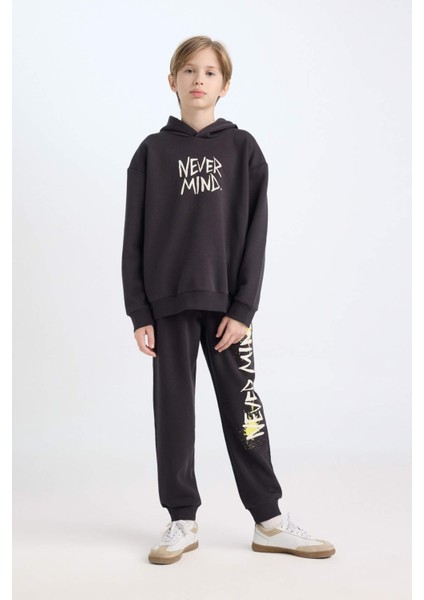 Erkek Çocuk Oversize Geniş Kalıp Sırt Baskılı Kapüşonlu Sweatshirt D7115A824WN fiyatları