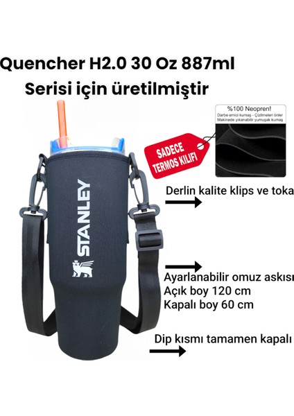 30 OZ 887 ML QUENCHER PİPETLİ KULPLU Neopren Termos Kılıfı Ve Omuz Askısı fiyatları