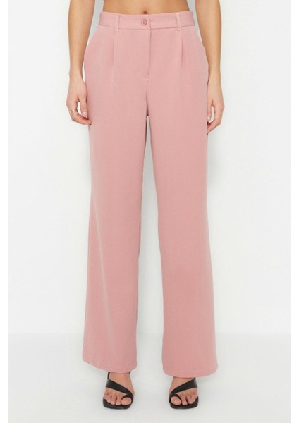 Kadın Yeni Moda Geniş Paça Uzun Boy Dokuma Yüksek Bel Wide Leg Geniş Paça Pilili Pantolon