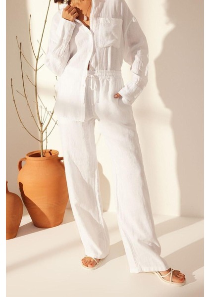 Kadın Yeni Moda Geniş Paça Uzun Boy Denim Keten Beli Lastikli Yüksek Bel Wide Leg Pantolon modelleri