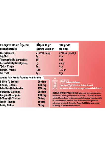 Bcaa + Glutamin Power Mix 225 Gr Mango&Ananas&Kavun