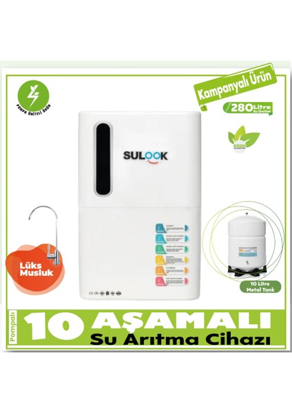 Pompalı Su Arıtma Cihazı 10 Aşamalı Green Technology,mineral Destekli