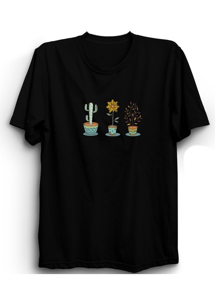 Çiçekler, Kaktüs, Cactus, Flowers, Unisex %100 Pamuk Tişört
