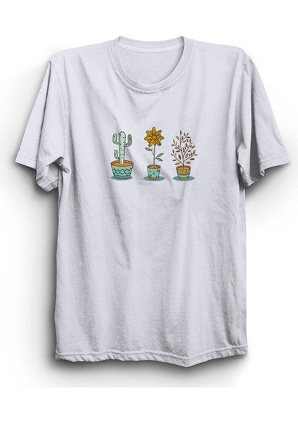 Çiçekler, Kaktüs, Cactus, Flowers, Unisex %100 Pamuk Tişört