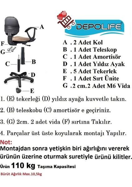 Çocuk odası sandalyesi ders çalışma ofis koltuğu öğrenci sandalye beyaz tekerli yükseklik ayarlı