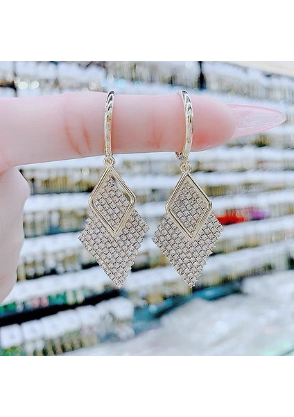 Moda Kedi Gözü Elmas Küpe Kadın Ilkbahar ve Yaz Ince Yeni Stil Işık Lüks High-End Küpe (Yurt Dışından)