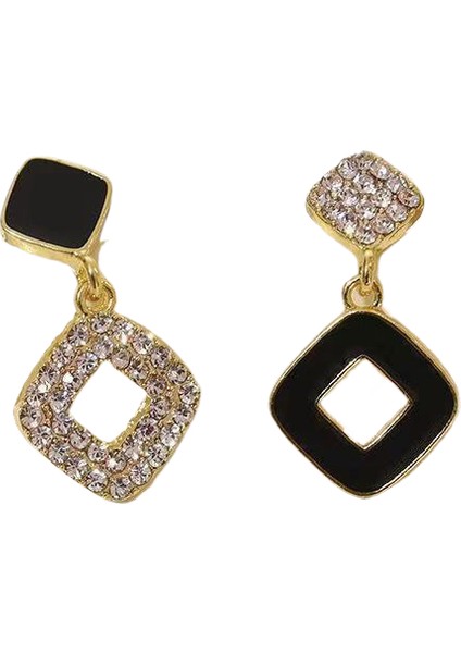 Kore Tarzı Kamelya Tarzı Delinmemiş Küpe Inci Çiçek Dama Tahtası Elmas Küpe Kadınlar Için (Yurt Dışından)