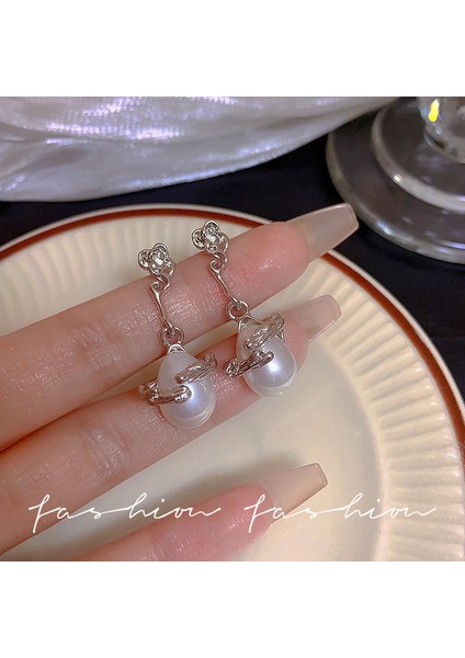 S925 Gümüş Iğne Retro Fransız Inci Küpeleri, Üst Düzey, Çok Yönlü, Basit ve Kişiselleştirilmiş Küpeler (Yurt Dışından)