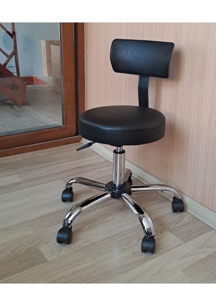 Çocuk Odası Çalışma Taburesi Metal Ayak Tekerlekli Döner Sırt Dayamalı Ofis Çalışma Koltuğu