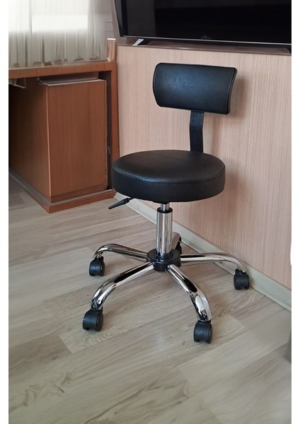 Ofis Laboratuvar Öğrenci Büro Tabure Metal Ayak Tekerlekli Sandalye Sırt Dayama Çalışma Koltuğu