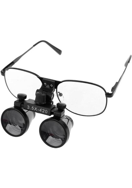 Hiperlupa St355 Ince Çerçeve Cerrahi Loupes Büyüteç Gözlük 3.5x420 Değişken Pupil Mesafeli Siyah