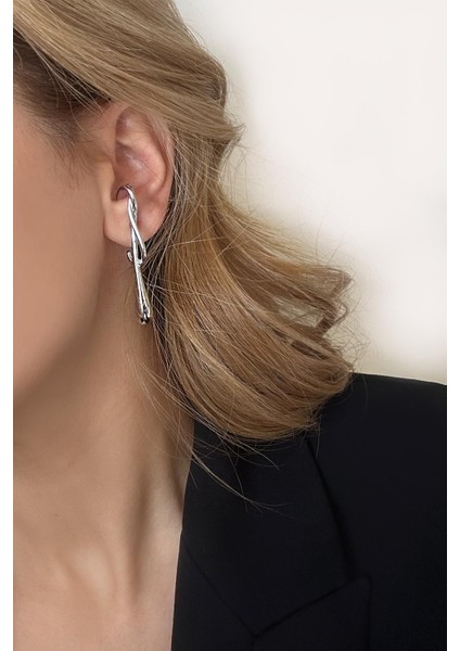 Paslanmaz Çelik Amorf Gümüş Kaplama Modern Kadın Küpe