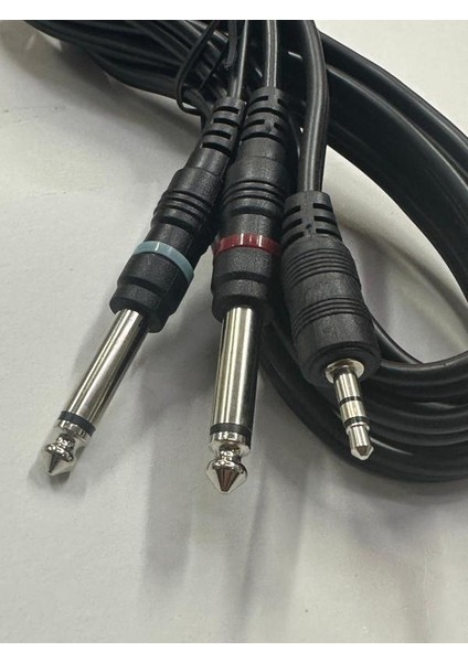5 Metre 3.5 mm Stereo 6.3 mm Mono Amfi Kablosu 2x6.3 mm 3.5mm Stereo Kablo