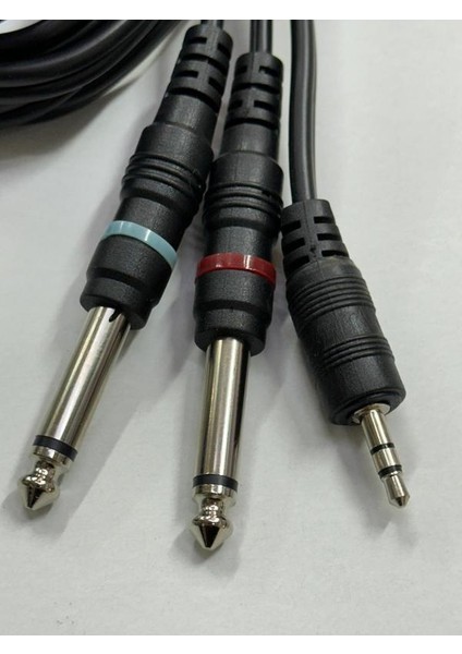 5 Metre 3.5 mm Stereo 6.3 mm Mono Amfi Kablosu 2x6.3 mm 3.5mm Stereo Kablo
