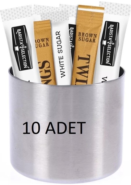 Stik Şekerlik Stick Kafe Restaurant Lokanta Paslanmaz Çelik Şekerlik Metal Çay Bahçesi 10 Adet Küçük 6 cm