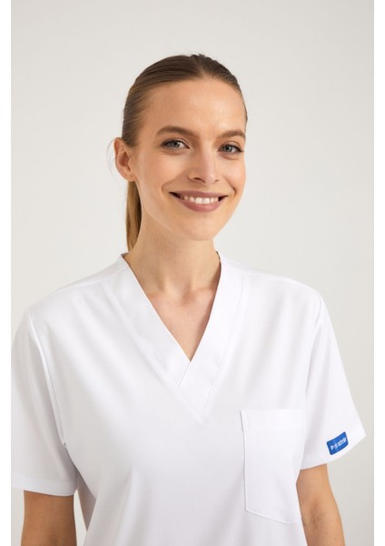 Üst Beyaz Alt Lacivert Likralı Hemşire Forması Alt Üst Cerrahi Takım Scrubs Üniforma Cerrahi Forma fiyatları
