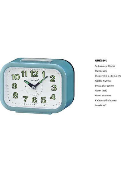 Clocks QHK026L Fosforlu Alarmlı Sessiz Akar Saniyeli Masa Saati fiyatları