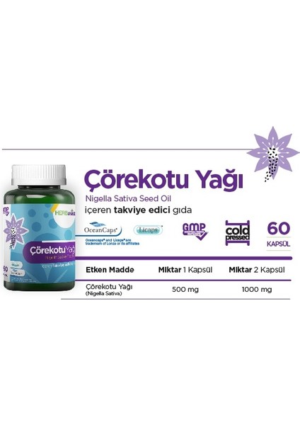 Çörekotu Yağı Içeren Takviye Edici Gıda, 60 Kapsül