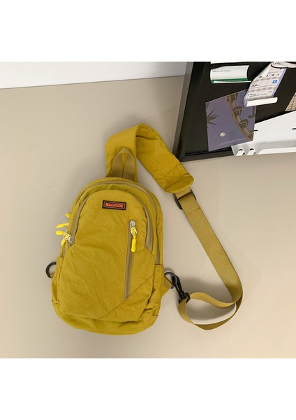 Amerikan Retro Lise Öğrencisi Omuz Çantası Çift Düz Renk Ins Japon Iş Giysisi Rahat Göğüs Çantası Büyük Kapasiteli Omuz Çantası (Yurt Dışından)