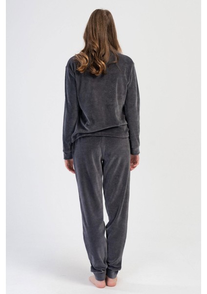 Kadın Kadife Uzun Kol Füme Pijama Takım C6T9N0O304 fırsatları