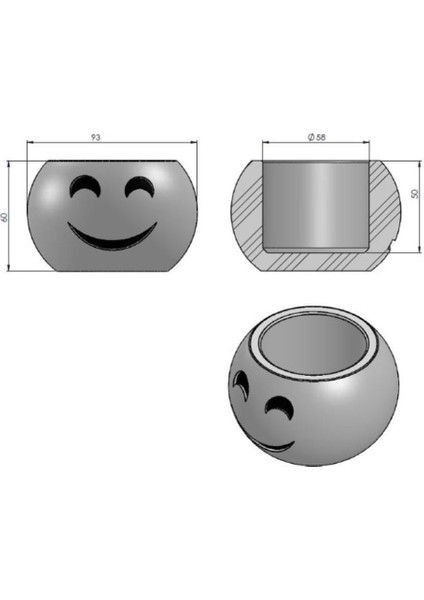 Hediyelik Beyaz Beton Saksı Kaktüs Ve Sukulentlik Gülen Yüz Kızarma Emojisi Mw-s-1-004