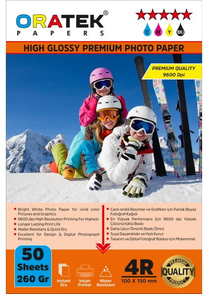 Canon E204 Yazıcı Için Pg-46 Cl-56 Uyumlu Evertday Premium Parlak 10X15CM Fotoğraf Kağıdı 260 Gr. 50 Adet