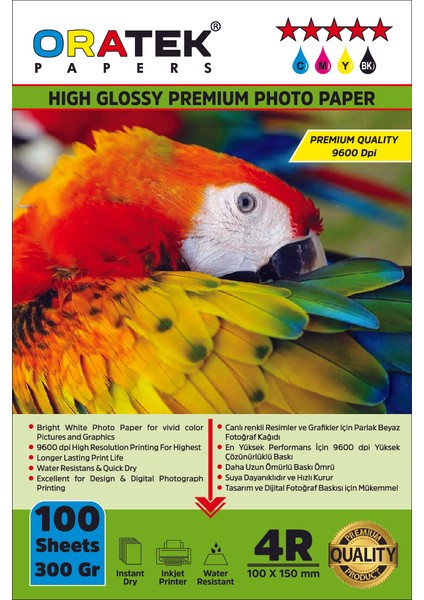 Epson WF-7835DTWF Uyumlu Evertday Premium Parlak 10X15CM Fotoğraf Kağıdı 300 Gr. 100 Adet