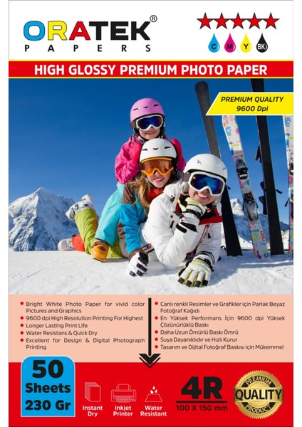 Canon E474 Yazıcı Için Pg-46 Cl-56 Evertday Premium Parlak 10X15CM Fotoğraf Kağıdı 230 Gr. 50 Adet