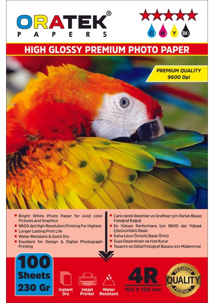 Canon E474 Yazıcı Için Pg-46 Cl-56 Evertday Premium Parlak 10X15CM Fotoğraf Kağıdı 230 Gr. 100 Adet