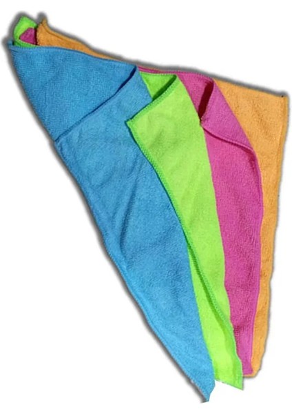 Mikrofiber Temizlik Bezi 30CM. x 30CM. 4ADET, renkler mavi , yeşil, pembe, turuncu