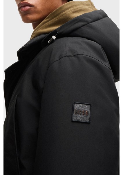 Logolu Regular Fit Su Itici Kapüşonlu Mont Erkek Mont 50499551 001