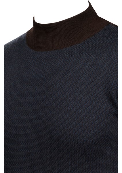 Erkek Yarım Balıkçı Yaka Triko Kazak Desenli Kol ve Bel Lastikli Çelik Örgü Klasik Kalıp - 5014B modelleri