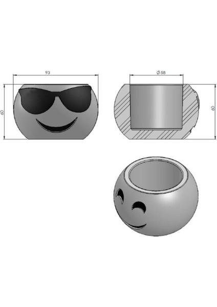 Hediyelik Beyaz Beton Saksı Kaktüs Ve Sukulentlik Gözlüklü Gülen Yüz Göz Kırpma Emojisi Mw-s-2-012